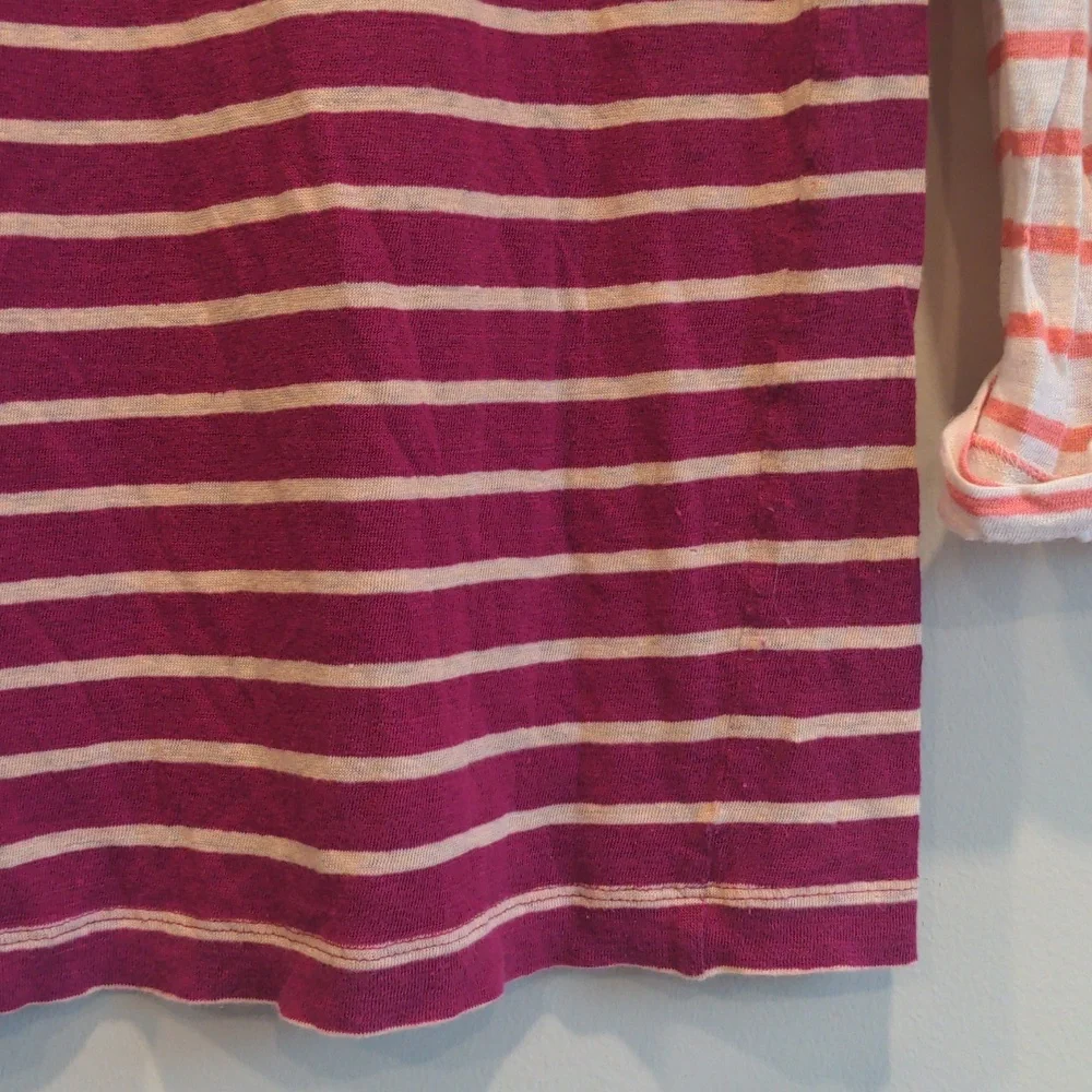 Madewell 100% Linen Two-toned Stripe 3/4 Sleeve Tee - Picture 7 of 8